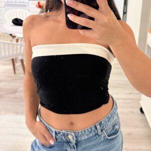 Edikted Black Tube Top with White Detailing